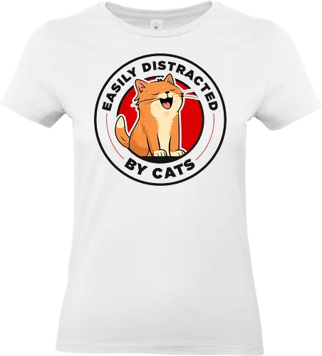 Katzen Lenken Mich Leicht Ab Lustiges Katzenliebhaber Design  - Katzenliebhaber, lustige Katze, leicht abgelenkt von Katzen, Geschenk Katzenmama, Geschenk Katzenpapa, orange Tabby Katze, süßes Katzendesign, Katzen Abzeichen Logo, Retro Katze, verrückte Katzenfrau, Geschenk Katzenbesitzer, Tierliebhaber, Katzenhumor, lustiges Tierzitat, Geschenk für Katzenmenschen, Tabby Katzenliebhaber, katzenverrückt, Geschenk für Katzenliebhaber, Tierfreund, Katzenfan, süßes Kätzchen Design, Katzenzitat, Vintage Abzeichen Katze, Geburtstagsgeschenk Katzenliebhaber, Geschenk Tiermama - Standard T-Shirt (Women)