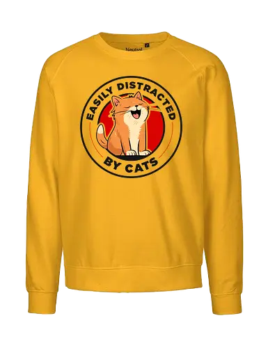 Katzen Lenken Mich Leicht Ab Lustiges Katzenliebhaber Design  - Katzenliebhaber, lustige Katze, leicht abgelenkt von Katzen, Geschenk Katzenmama, Geschenk Katzenpapa, orange Tabby Katze, süßes Katzendesign, Katzen Abzeichen Logo, Retro Katze, verrückte Katzenfrau, Geschenk Katzenbesitzer, Tierliebhaber, Katzenhumor, lustiges Tierzitat, Geschenk für Katzenmenschen, Tabby Katzenliebhaber, katzenverrückt, Geschenk für Katzenliebhaber, Tierfreund, Katzenfan, süßes Kätzchen Design, Katzenzitat, Vintage Abzeichen Katze, Geburtstagsgeschenk Katzenliebhaber, Geschenk Tiermama - Fairtrade Sweatshirt