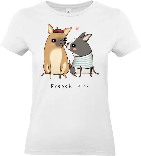 Süßes Hundepaar Baskenmütze Gestreiftes Shirt Herz