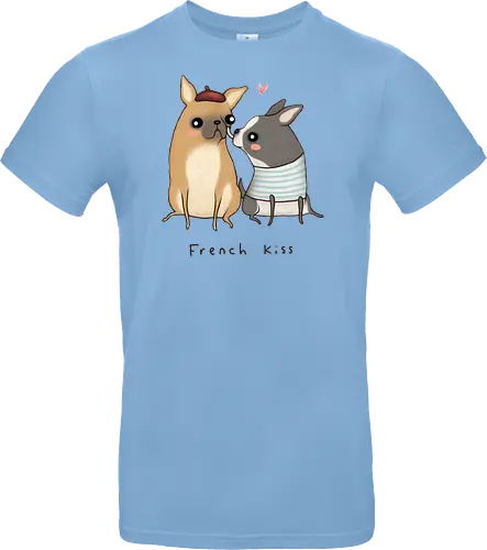 Süßes Hundepaar Baskenmütze Gestreiftes Shirt Herz