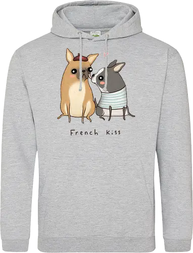 Süßes Hundepaar Baskenmütze Gestreiftes Shirt Herz