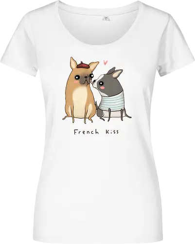 Süßes Hundepaar Baskenmütze Gestreiftes Shirt Herz