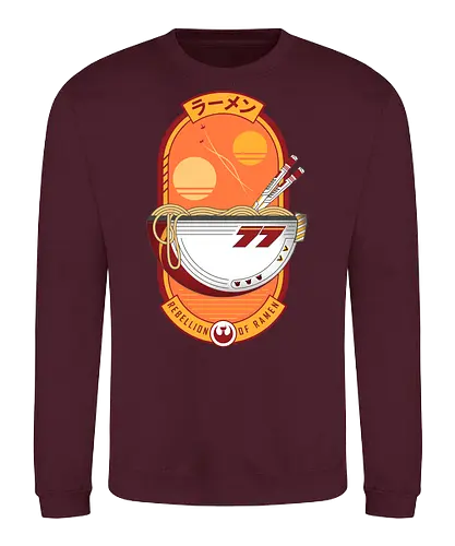 Rebellion of Ramen for Scifi Lovers - japanese, mashup, movie, noodles, ramen noodles, rebel, rebellion, science, scfi, space, sunset, 1977, retro - Sweatshirt