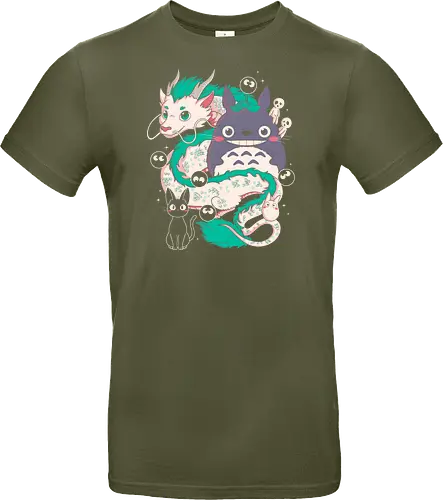 Magical Beings - fantasy, magic, spirits, dragon, forest, kawaii, cute, anime, manga, yokai, creatures, mythical, legend, fantastic, whimsical, adventure, nature, forestcore, cottagecore, spirit, cartoon, illustration, aesthetic, retro, nostalgia, magical, cozy, dreamy, folklore - Standard T-Shirt