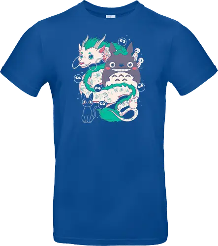 Magical Beings - fantasy, magic, spirits, dragon, forest, kawaii, cute, anime, manga, yokai, creatures, mythical, legend, fantastic, whimsical, adventure, nature, forestcore, cottagecore, spirit, cartoon, illustration, aesthetic, retro, nostalgia, magical, cozy, dreamy, folklore - Standard T-Shirt