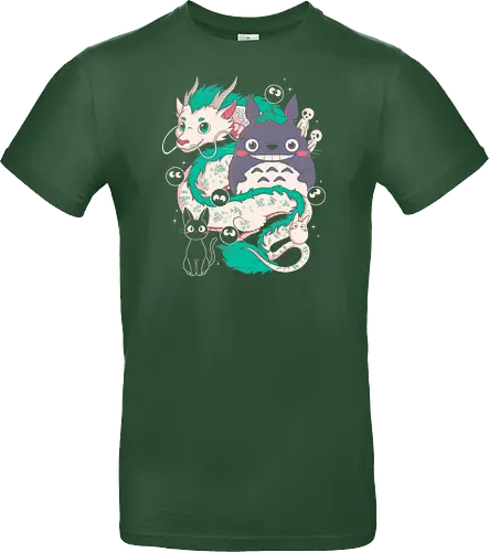 Magical Beings - fantasy, magic, spirits, dragon, forest, kawaii, cute, anime, manga, yokai, creatures, mythical, legend, fantastic, whimsical, adventure, nature, forestcore, cottagecore, spirit, cartoon, illustration, aesthetic, retro, nostalgia, magical, cozy, dreamy, folklore - Standard T-Shirt
