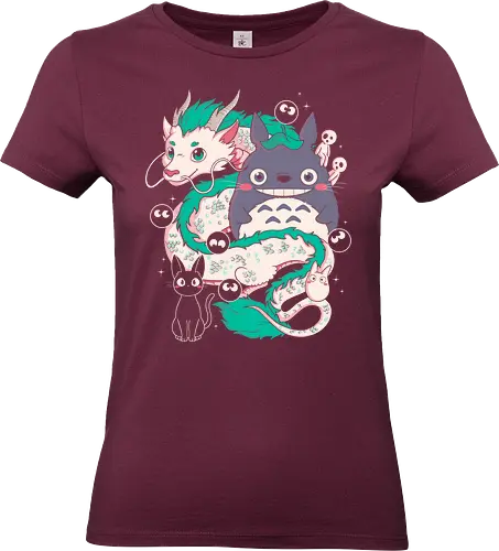Magical Beings - fantasy, magic, spirits, dragon, forest, kawaii, cute, anime, manga, yokai, creatures, mythical, legend, fantastic, whimsical, adventure, nature, forestcore, cottagecore, spirit, cartoon, illustration, aesthetic, retro, nostalgia, magical, cozy, dreamy, folklore - Standard T-Shirt (Women)