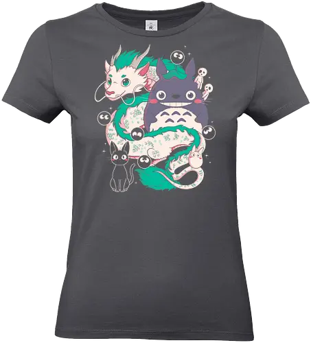 Magical Beings - fantasy, magic, spirits, dragon, forest, kawaii, cute, anime, manga, yokai, creatures, mythical, legend, fantastic, whimsical, adventure, nature, forestcore, cottagecore, spirit, cartoon, illustration, aesthetic, retro, nostalgia, magical, cozy, dreamy, folklore - Standard T-Shirt (Women)