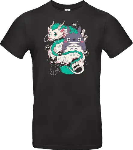 Magical Beings - fantasy, magic, spirits, dragon, forest, kawaii, cute, anime, manga, yokai, creatures, mythical, legend, fantastic, whimsical, adventure, nature, forestcore, cottagecore, spirit, cartoon, illustration, aesthetic, retro, nostalgia, magical, cozy, dreamy, folklore - Standard T-Shirt