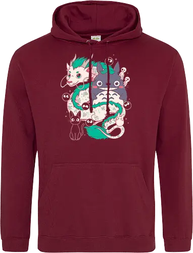 Magical Beings - fantasy, magic, spirits, dragon, forest, kawaii, cute, anime, manga, yokai, creatures, mythical, legend, fantastic, whimsical, adventure, nature, forestcore, cottagecore, spirit, cartoon, illustration, aesthetic, retro, nostalgia, magical, cozy, dreamy, folklore - Standard Hoodie