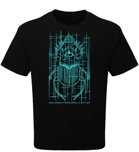 CODE_BASE_IS_SHIT // #00FFFF - cyberpunk, code, programming, nerd, rrg.exe, shit code, tech humor, developer, admin, bug, scarab, computer bug, dark art, glitch, geek - Oversize T-Shirt