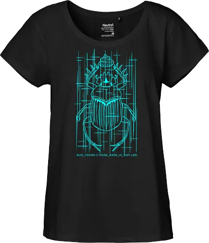 CODE_BASE_IS_SHIT // #00FFFF - cyberpunk, code, programming, nerd, rrg.exe, shit code, tech humor, developer, admin, bug, scarab, computer bug, dark art, glitch, geek - Fairtrade Girl Shirt