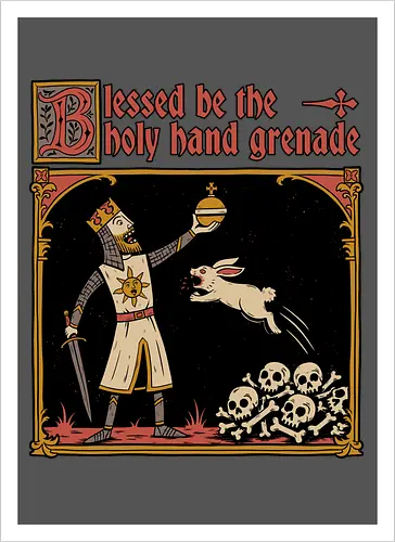 King Rabbit Medieval - King, King Arthur, Rabbit, Medieval, Classic Movie, Classic, Classic Movies, British, Comedy, Movies, Movie, Fantasy, Adventure, Rpg, Fun, Funny, Holy Grail, Skull, Bones - Artprint
