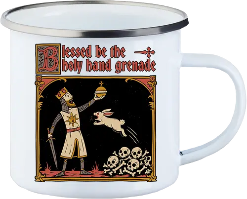 King Rabbit Medieval - King, King Arthur, Rabbit, Medieval, Classic Movie, Classic, Classic Movies, British, Comedy, Movies, Movie, Fantasy, Adventure, Rpg, Fun, Funny, Holy Grail, Skull, Bones - Enamel Mug