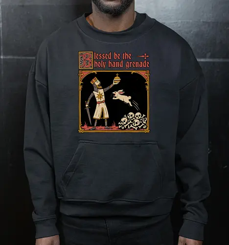 King Rabbit Medieval - King, King Arthur, Rabbit, Medieval, Classic Movie, Classic, Classic Movies, British, Comedy, Movies, Movie, Fantasy, Adventure, Rpg, Fun, Funny, Holy Grail, Skull, Bones - Cropped Sweatshirt