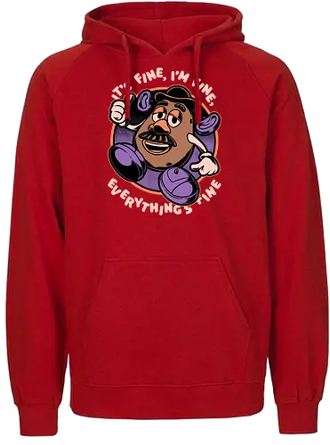 Movie Potato Fine Meme - Movie, Classic Movie, Animation, Classic Animation, Vintage Animations, Awesome, Cool, Fun, Funny, Irony, Sarcasm, Sarcastic, Internet, Meme, Memes, Tired, Existential Dread, Existence, Existential Crisis, Existential, Everything Is Fine, I'm Fine, This Is Fine, It's Fine, Fine, Potato - Fairtrade Hoodie