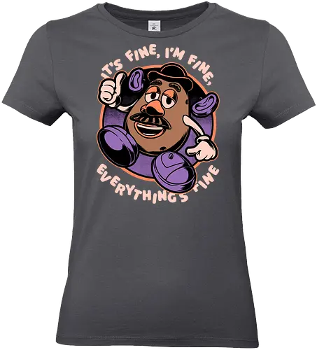 Movie Potato Fine Meme - Movie, Classic Movie, Animation, Classic Animation, Vintage Animations, Awesome, Cool, Fun, Funny, Irony, Sarcasm, Sarcastic, Internet, Meme, Memes, Tired, Existential Dread, Existence, Existential Crisis, Existential, Everything Is Fine, I'm Fine, This Is Fine, It's Fine, Fine, Potato - Standard T-Shirt (Women)
