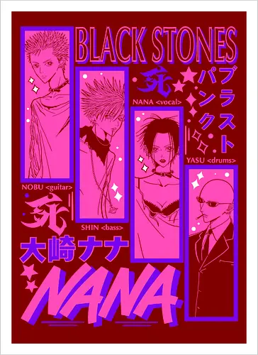 NANA Black Stones Blast Punk Band Poster - Nana Osaki, Black Stones, BLAST punk band, Ai Yazawa manga, punk rock anime, anime band merch, otaku gift, shoujo punk aesthetic - Artprint