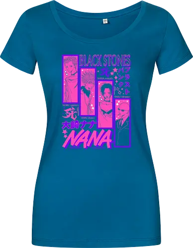NANA Black Stones Blast Punk Band Poster - Nana Osaki, Black Stones, BLAST punk band, Ai Yazawa manga, punk rock anime, anime band merch, otaku gift, shoujo punk aesthetic - Women T-Shirt