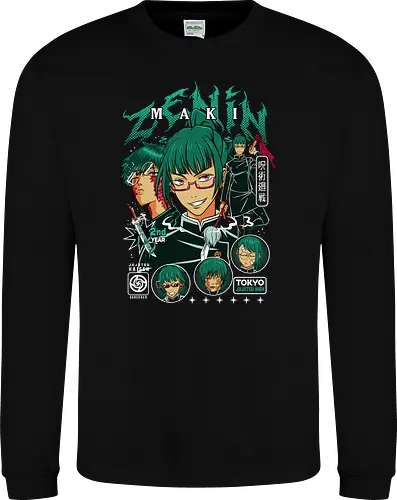 Maki Zenin Jujutsu Warrior Spirit - maki zenin, Jujutsu, strong female character, shonen warrior, anime girl power, manga illustration, jjk gift, weeb apparel - Sweatshirt