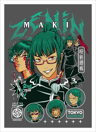 Maki Zenin Jujutsu Warrior Spirit - maki zenin, Jujutsu, strong female character, shonen warrior, anime girl power, manga illustration, jjk gift, weeb apparel - Artprint