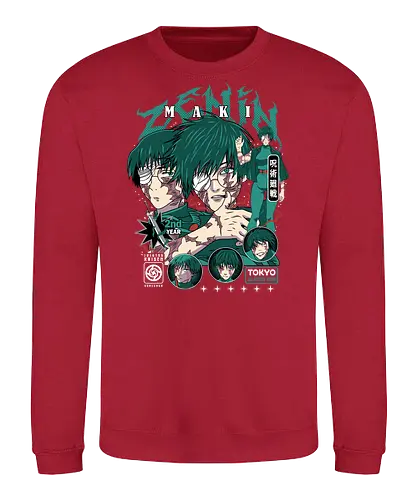 Maki Zenin JJK Unstoppable Force - maki zenin art, jujutsu kaisen fan, tokyo jujutsu high, action anime, anime poster style, otaku tee, dark green aesthetic, shonen manga - Sweatshirt