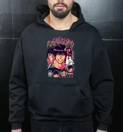 Toji Fushiguro JJK Apex Predator - toji fushiguro, Jujutsu, sorcerer killer, dark anime villain, intense manga art, anime collector gift, jjk lore, powerful character - Cropped Hoodie