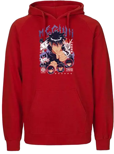 Megumi Fushiguro JJK Ten Shadows Unleashed - megumi fushiguro, Jujutsu, ten shadows technique, dark brooding anime, shonen manga hero, jjk fan art, anime gift for him, otaku tee - Fairtrade Hoodie