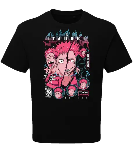 Sukuna Itadori JJK King of Curses Reigns - sukuna, yuji itadori, Jujutsu, king of curses, cursed energy anime, dual character art, jjk manga fan, dark shonen gift - Oversize T-Shirt