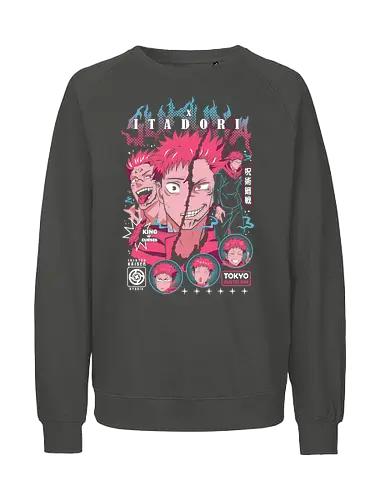 Sukuna Itadori JJK King of Curses Reigns - sukuna, yuji itadori, Jujutsu, king of curses, cursed energy anime, dual character art, jjk manga fan, dark shonen gift - Fairtrade Sweatshirt