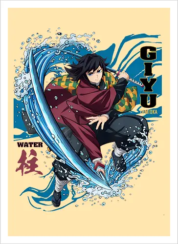 Slayer Giyu Tomioka Water Hashira Anime Design - Slayer, Giyu, Giyu Tomioka, Water Hashira, Hashira, Anime, Manga, Kimetsu no Yaiba, Otaku, Japan Anime, Anime Fan, Wasser, Geschenk Anime, Geek - Artprint