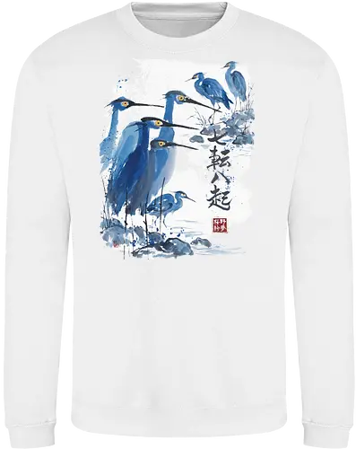 Japanischer Blaureiher – Sumi-e Vogelkunst Traditionelle Tuschemalerei