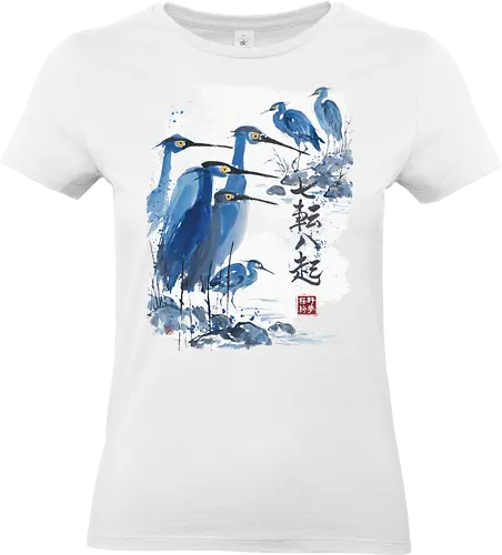 Japanischer Blaureiher – Sumi-e Vogelkunst Traditionelle Tuschemalerei
