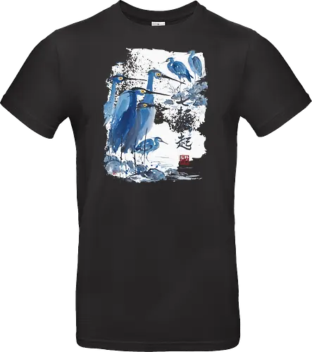 Japanischer Blaureiher – Sumi-e Vogelkunst Traditionelle Tuschemalerei