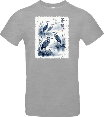 Blauer Kranich – Japanische Zen Aquarellkunst
