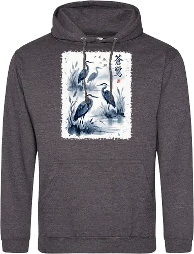 Blauer Kranich – Japanische Zen Aquarellkunst