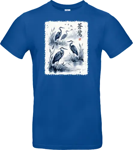 Blauer Kranich – Japanische Zen Aquarellkunst