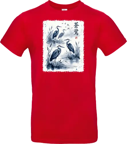 Blauer Kranich – Japanische Zen Aquarellkunst