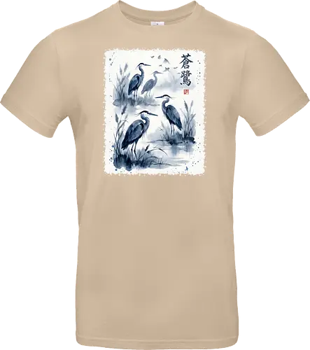 Blauer Kranich – Japanische Zen Aquarellkunst