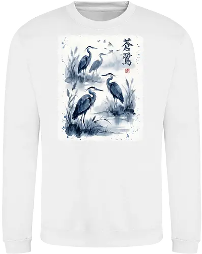 Blauer Kranich – Japanische Zen Aquarellkunst