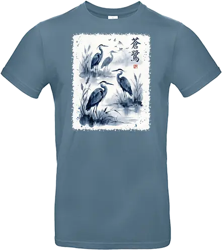 Blauer Kranich – Japanische Zen Aquarellkunst