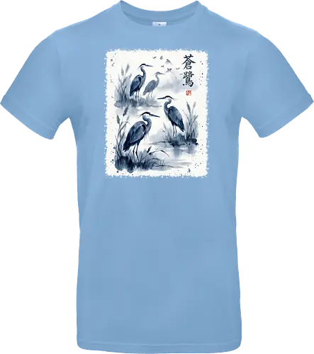 Blauer Kranich – Japanische Zen Aquarellkunst