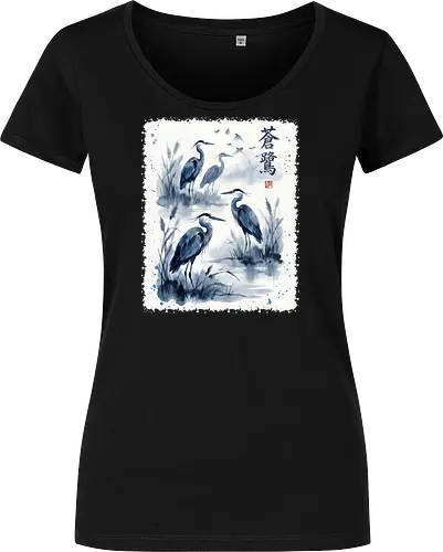 Blauer Kranich – Japanische Zen Aquarellkunst