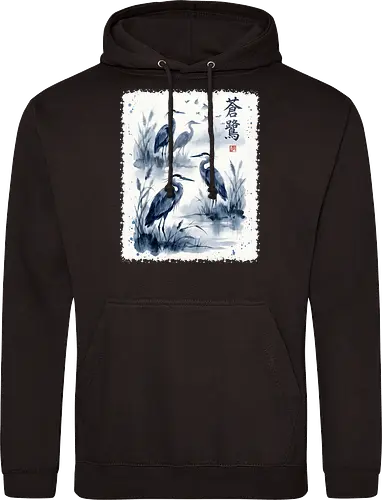 Blauer Kranich – Japanische Zen Aquarellkunst