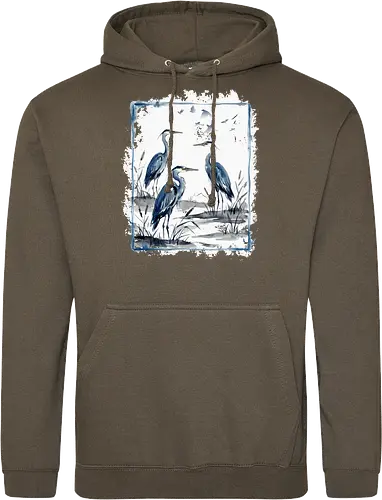 Minimalistischer Blaureiher – Japanische Aquarell Vogelkunst - Blaureiher, Reiher, Minimalismus, Japanische Kunst, Sumi-e, Aquarell, Vogelmotiv, Zen, Naturkunst, Asiatisches Design, Wildlife, Wandkunst, Ink Painting, Vogel Illustration, Japan Stil - Standard Hoodie