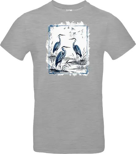 Minimalistischer Blaureiher – Japanische Aquarell Vogelkunst - Blaureiher, Reiher, Minimalismus, Japanische Kunst, Sumi-e, Aquarell, Vogelmotiv, Zen, Naturkunst, Asiatisches Design, Wildlife, Wandkunst, Ink Painting, Vogel Illustration, Japan Stil - Standard T-Shirt