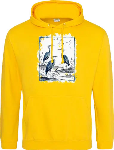 Minimalistischer Blaureiher – Japanische Aquarell Vogelkunst - Blaureiher, Reiher, Minimalismus, Japanische Kunst, Sumi-e, Aquarell, Vogelmotiv, Zen, Naturkunst, Asiatisches Design, Wildlife, Wandkunst, Ink Painting, Vogel Illustration, Japan Stil - Standard Hoodie