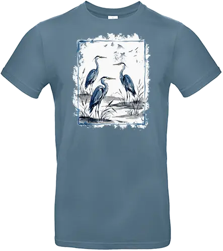 Minimalistischer Blaureiher – Japanische Aquarell Vogelkunst - Blaureiher, Reiher, Minimalismus, Japanische Kunst, Sumi-e, Aquarell, Vogelmotiv, Zen, Naturkunst, Asiatisches Design, Wildlife, Wandkunst, Ink Painting, Vogel Illustration, Japan Stil - Standard T-Shirt