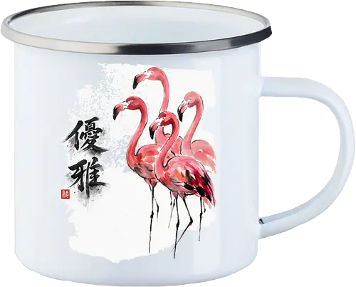 Flamingos – Japanischer Zen Aquarellstil