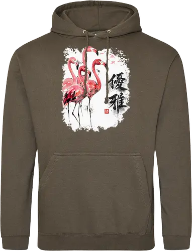Elegante Flamingos – Japanische Tuschemalerei & Aquarell